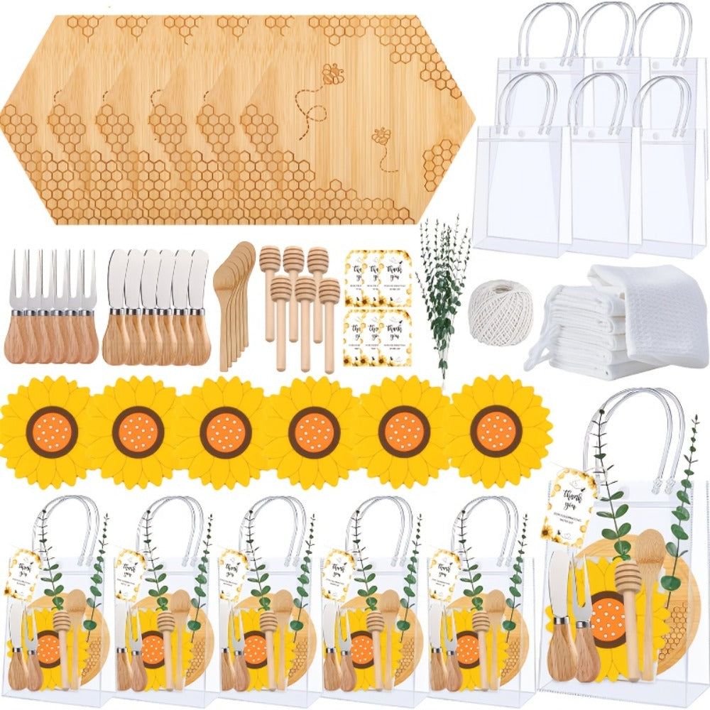 Pizza Board Gift Set with Knives Spoons Gift Bag and Kitchen Towel - Charcuterie Cheese Board Set for Bridal Shower Party Favor