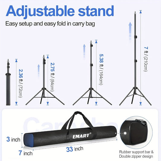 Backdrop Stand EMART 10 x 7-Foot Telescoping Tripod Frame with Adjustable Crossbar and Carry Bag