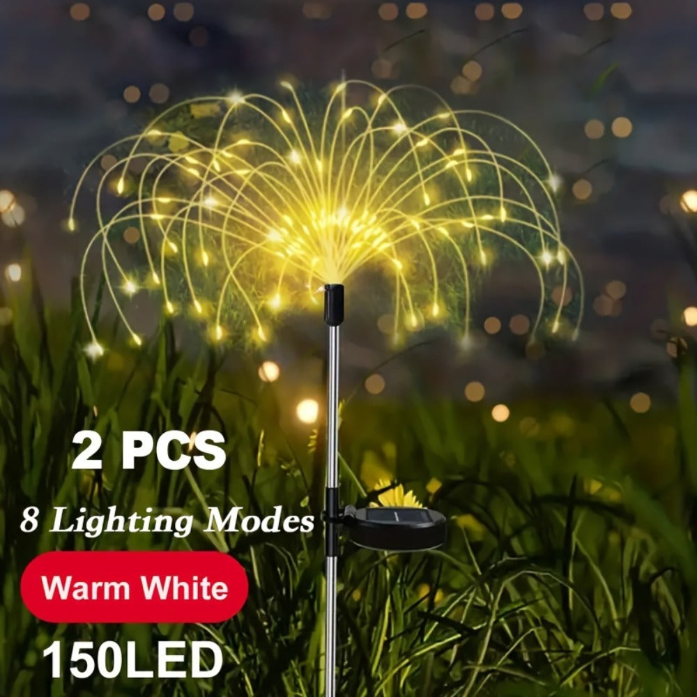 Solar Garden Lights Firework Stakes with 60-420 LEDs, 8 Modes, Flexible Copper Wire and Color Options