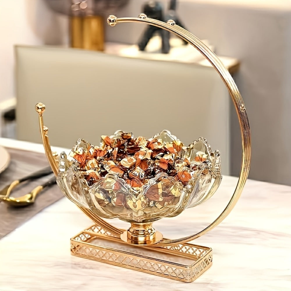 Glass Fruit Bowl Decorative Serving Tray – Modern Minimalist Centerpiece for Living Room, Dining & Kitchen | European Luxury Style Home