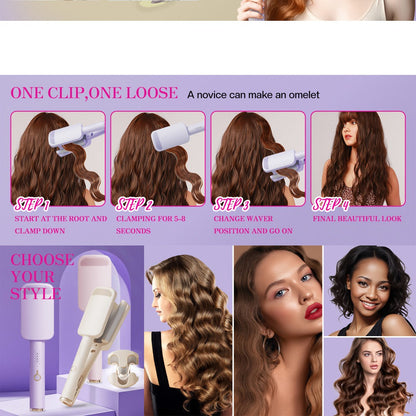 Hair Curling Iron 1.25 Inch - Beach Wave Curling Wand with Dual Voltage, Deep Wave Barrel, Anti-Frizz Ceramic Coating