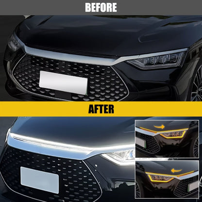 Car Hood LED Light Strip – 79" / 6FT Flexible Daytime DRL Strip with Fuse Protection, Universal Fit for Car SUV Truck Van, No Wiring Needed