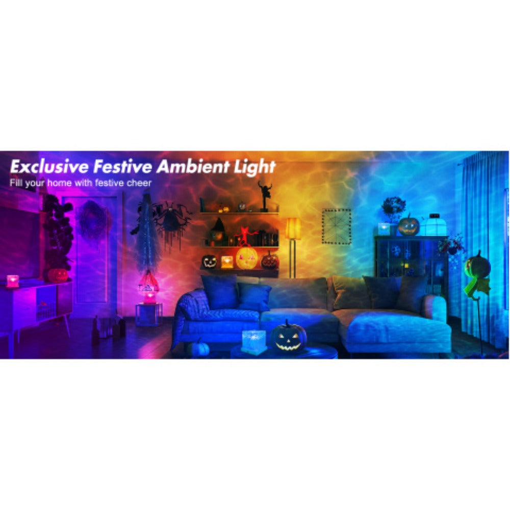 Compact Cube Projection Night Light with Textured Top, Touch Button, Remote and USB Charging