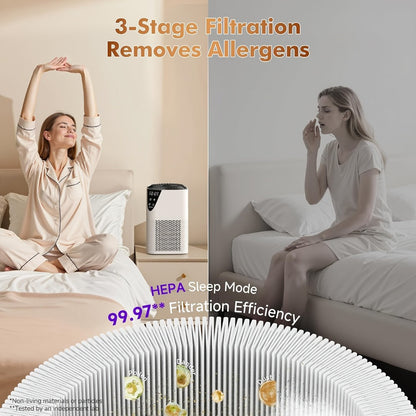 Air Purifier with H13 HEPA Filter, 1076 Sq Ft Coverage, 25dB Mode, Aroma Diffuser and Night Light