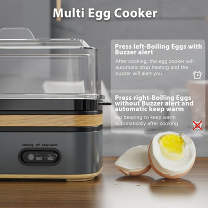 Electric Egg Cooker 6 Egg Rapid Stainless Steel 400W for Hard Boiled Poached Scrambled Eggs for Home Cooking, Dining and Outdoor Meals