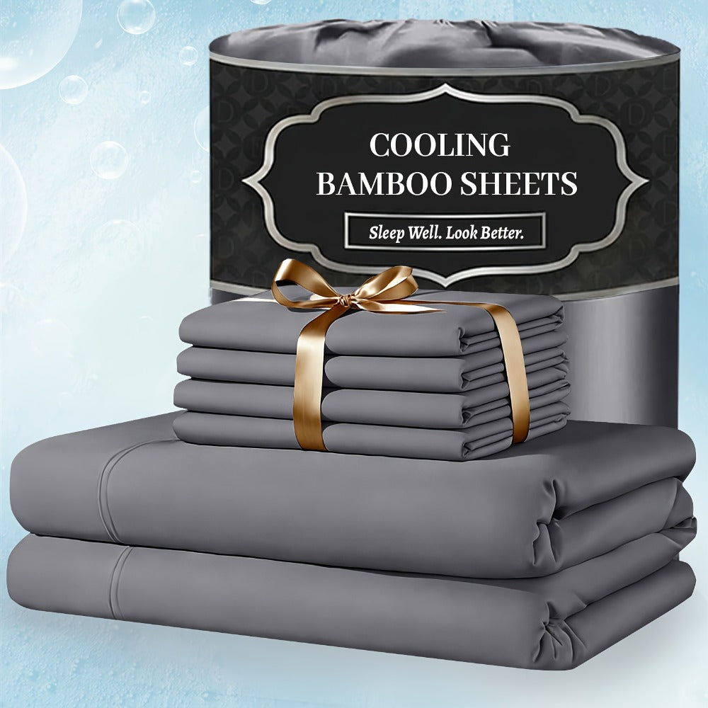 Bed Sheet Set 4-Piece Bamboo-Derived Fabric with Available Extra-Deep Pocket and Eighteen Colors