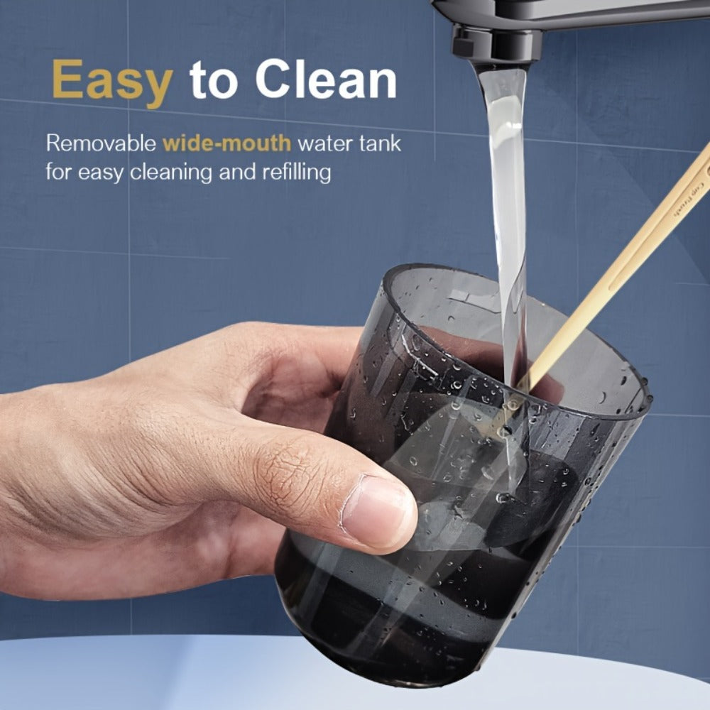 Water Flosser Cordless Black 300ml Oral Irrigator with Four Modes, Four Nozzles, 700mAh Battery, USB Charging and IPX7 Rating