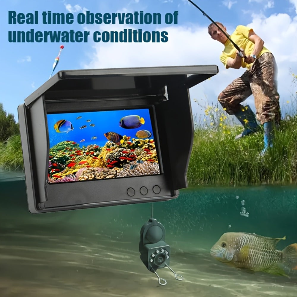 Underwater Fishing Camera 4.3-Inch HD Display with Night Vision & Triple Light Shielding, Portable Fish Finder with Bait Monitor