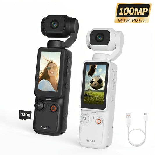 UHD Pocket Camera with 180° Rotating 1.9" Screen, 2000mAh Battery, Webcam Function, USB-C Charging, 32GB Memory Card Included