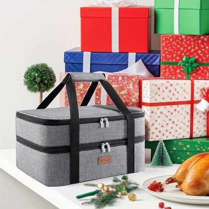 Insulated Casserole Carrier, 15.7-Inch Baking Dish Bag in Single or Double-Deck Configurations