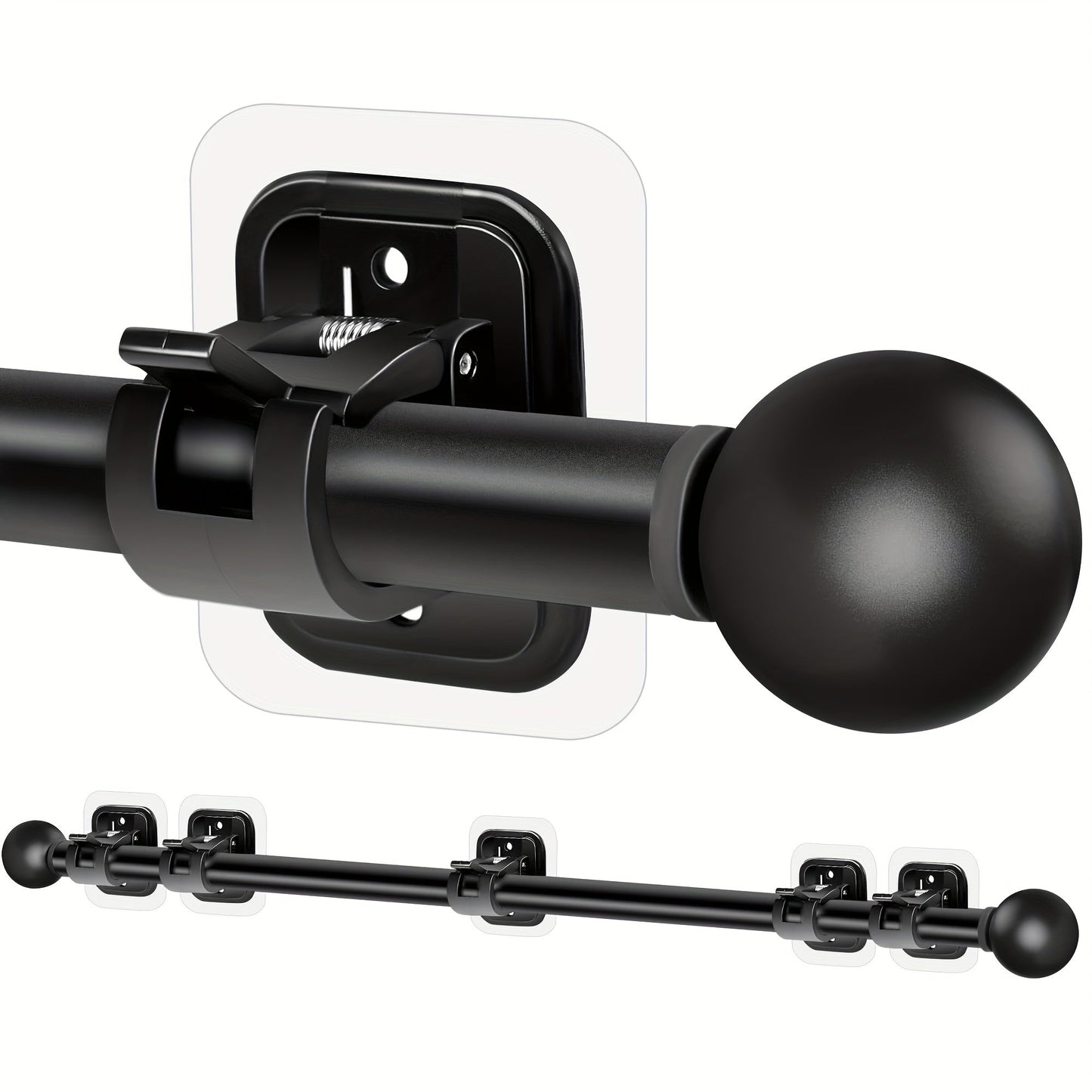 No-Drill Curtain Rod Set with Adhesive Brackets Renter Friendly 5/8 Inch Adjustable Window for Entryways, Bedrooms and Living Spaces