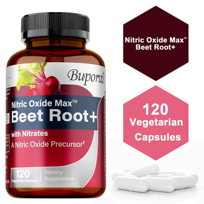 Dietary Supplement Beet Root Capsules with listed Nitrates, Black Pepper and Antioxidants, 120 Count