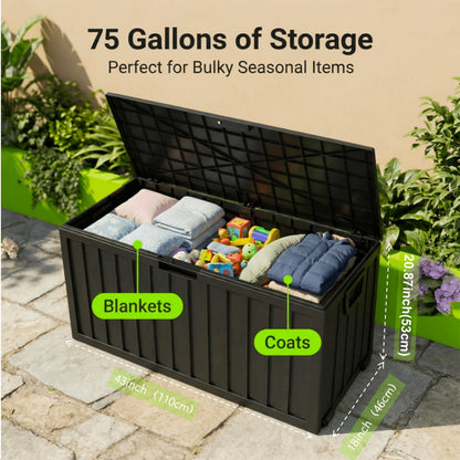 Deck Box Outdoor, Lockable Pool Patio Garden Tool Storage for Garden, Patio and Yard Use, with the Listed Configuration