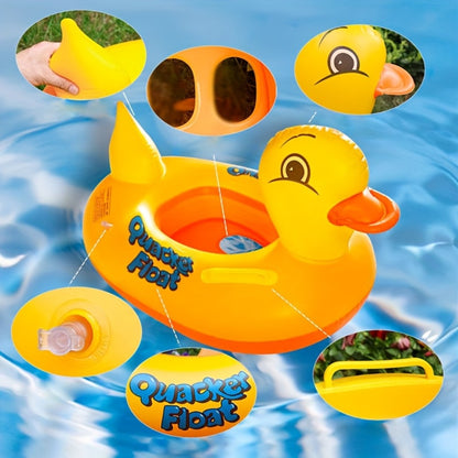 Pool Float Duck-Shaped Ring with Two Built-In Handles and One, Two or Four-Piece Pack Selections