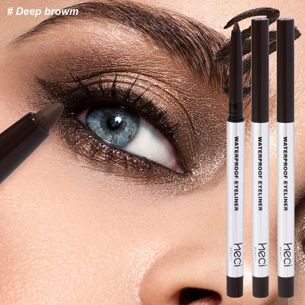 Quick-Dry Brown & Black Gel Eyeliner Pencil 3 Pack Waterproof Smudge-Proof, for Makeup, Travel and Everyday Vanity Use