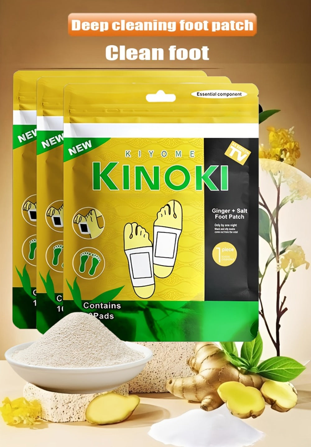Foot Detox Pads 30 Pack Bamboo Vinegar Ginger Powder Natural Plant Ingredient Deep Cleansing Moisturizing Patches