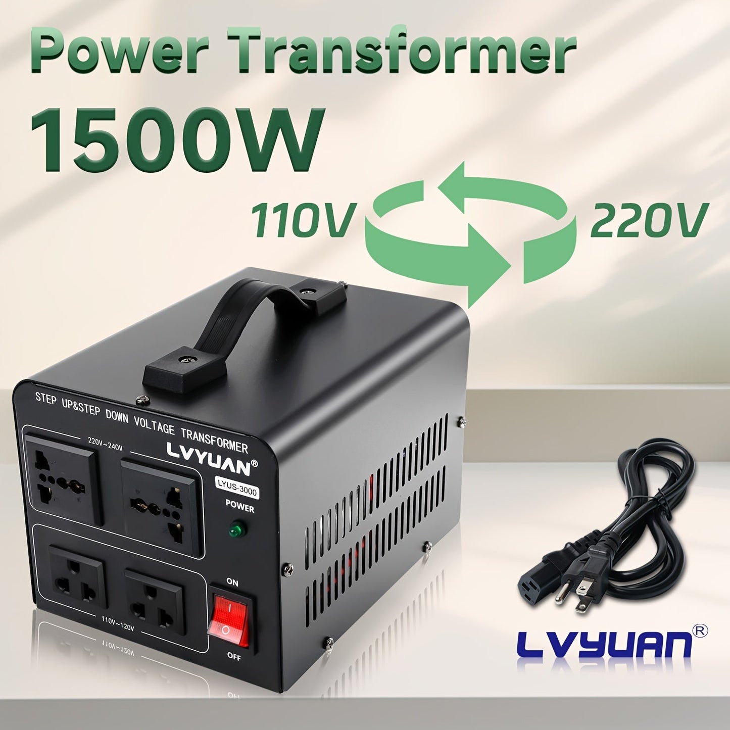 Voltage Converter Transformer 1500W Step Up Step Down - Converts 110V-120V to 220V-240V & Vice Versa