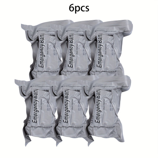 Emergency Pressure Bandage Six-Pack with 4-Inch Elastic Wraps, Absorbent Pads and Closure Bars