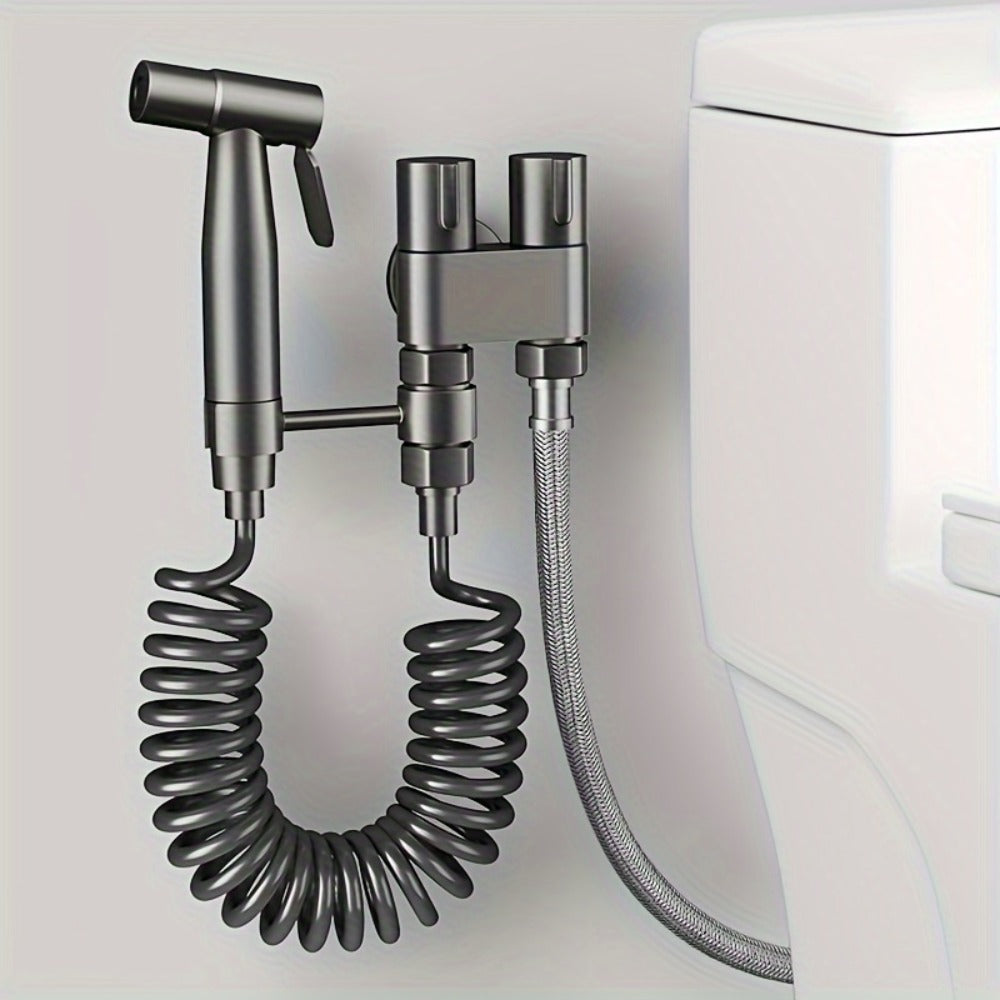 Bidet Toilet Spray Gun Angle Valve One In Two Out Handheld Flusher Booster Sprayer for Toilet for Entryways, Bedrooms and Living Spaces