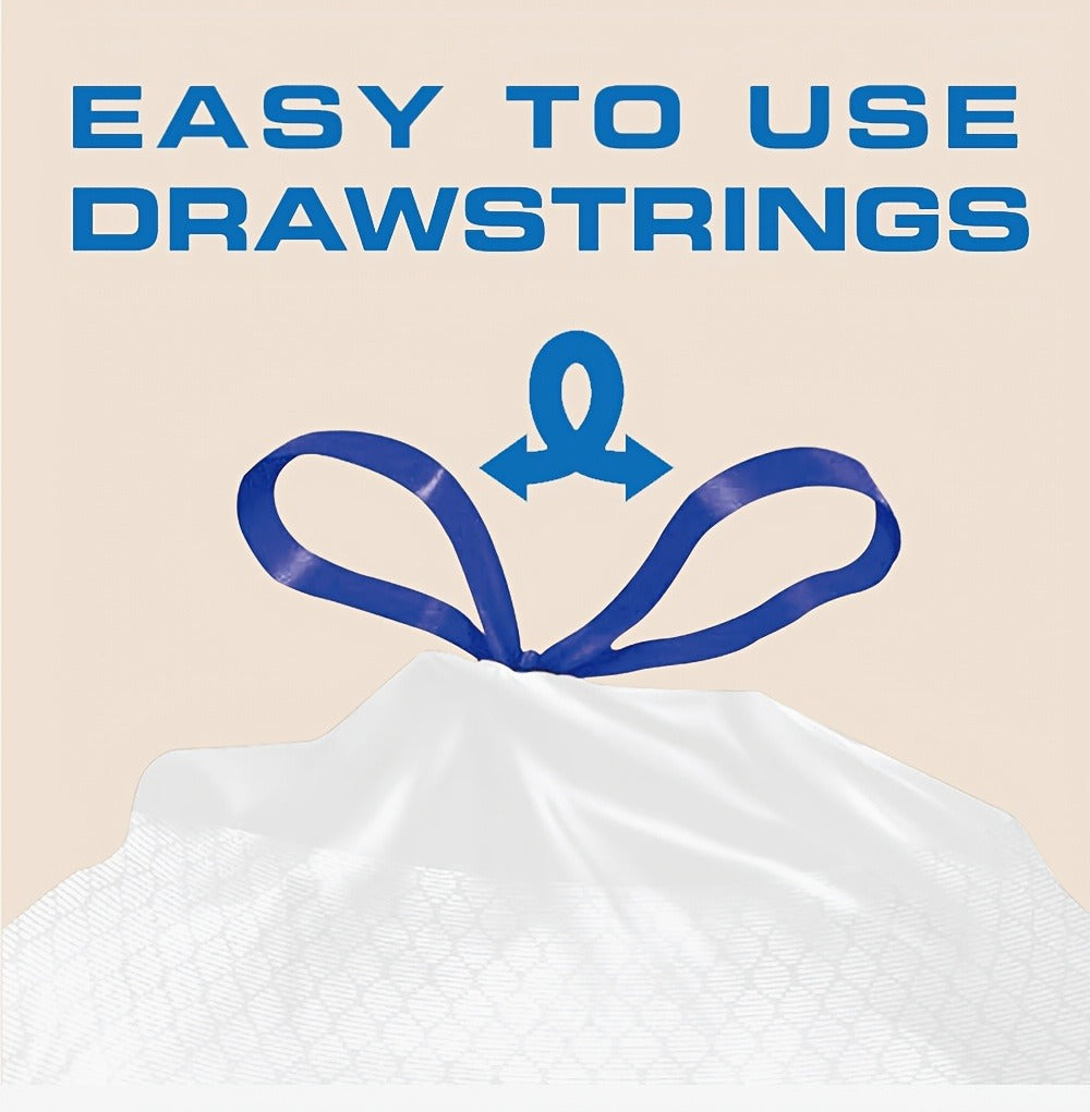 Drawstring Trash Bags with Odor Eliminator Technology – Lemon Mint Scent, Puncture & Tear Resistant, 30 Gal (90 Bags) or 13 Gal (154 Bags)
