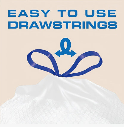 Drawstring Trash Bags with Odor Eliminator Technology – Lemon Mint Scent, Puncture & Tear Resistant, 30 Gal (90 Bags) or 13 Gal (154 Bags)