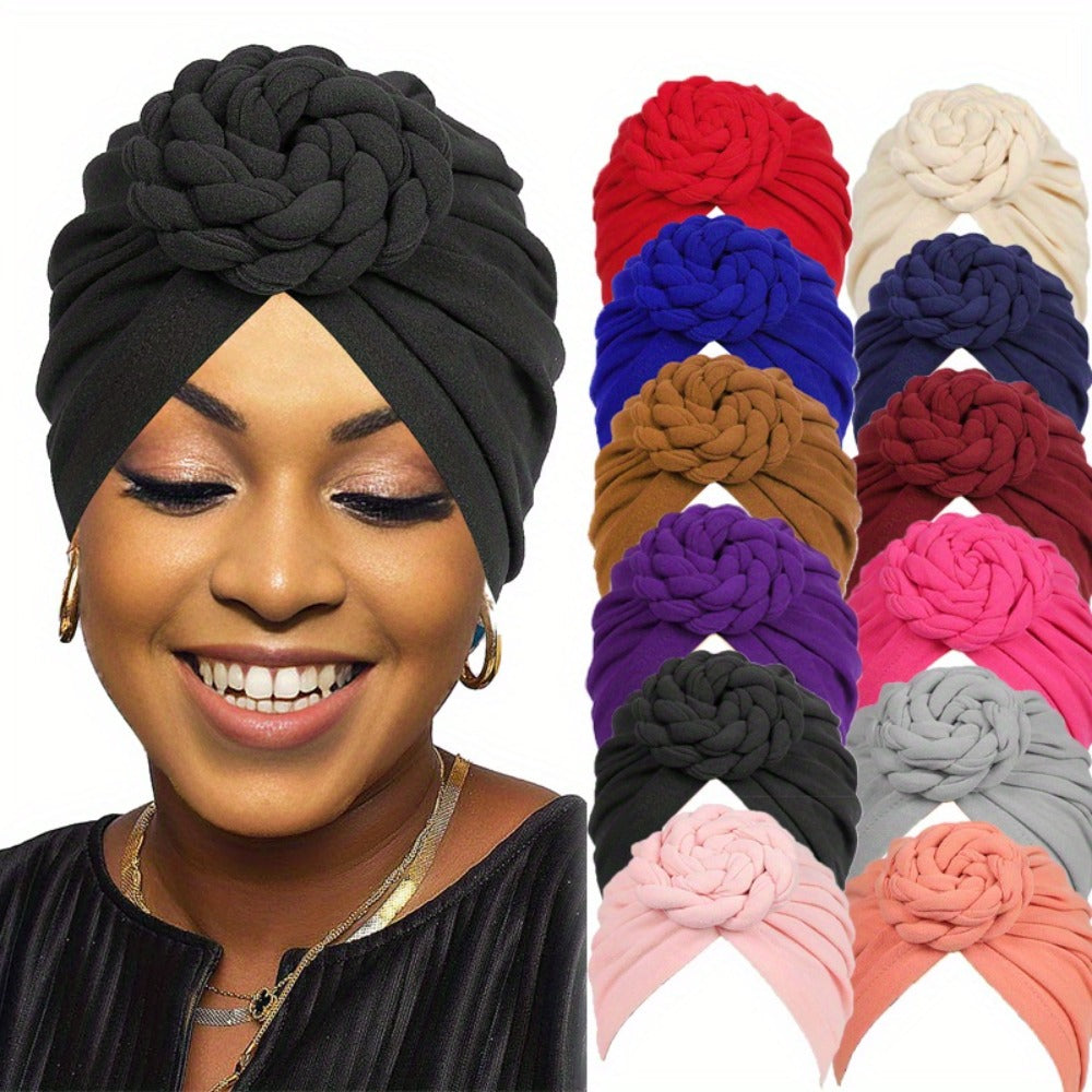 Boho Turban Headbands for Women 5 Pack – African Indian Style Twisted Knot Knit Hair Wrap Hat Retro Ethnic Fashion Head Scarf Baotou Cap