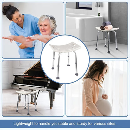 Shower Bench with Suction Feet, Adjustable Bath Stool, Aluminum, Bath Seat for Seniors, Adults & Disabled