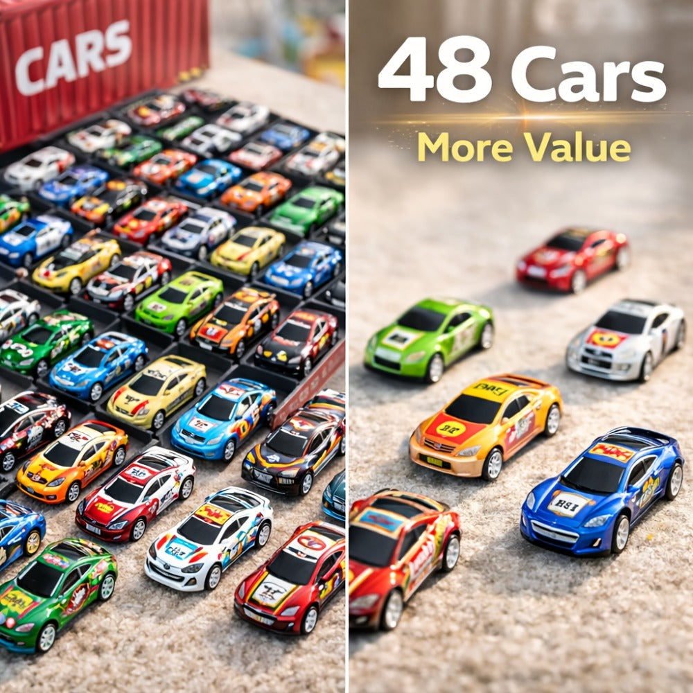 48-Piece Parking Lot Playset for Kids, 4-Level Car Garage with Friction Powered Mini Cars, Ramp & Track