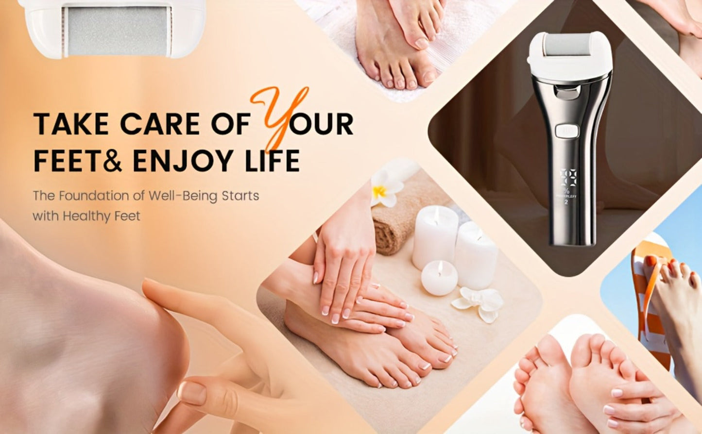 Electric Foot File 14-in-1 Rechargeable Pedicure Kit 3 Roller Heads Dead Skin Callus Remover Portable Foot Scrubber Professional Foot Care