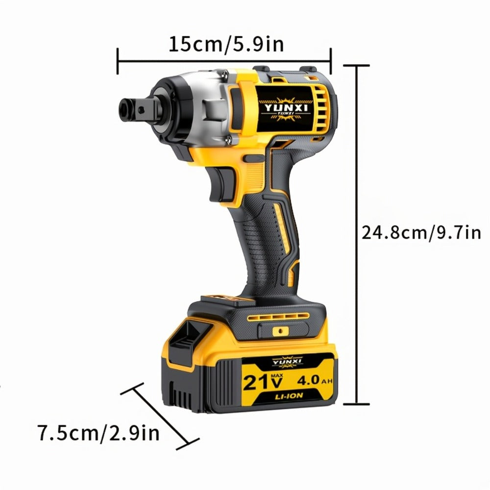 21V Cordless Drill Brushless Impact Wrench Multifunctional, Lithium Battery, Quick Charger, Variable Speed