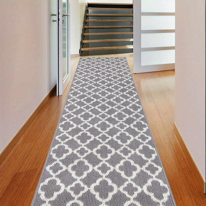 Moroccan Trellis Hallway Runner in Black or Gray with 2 × 6, 2 × 8 and 2 × 10 ft Size Options