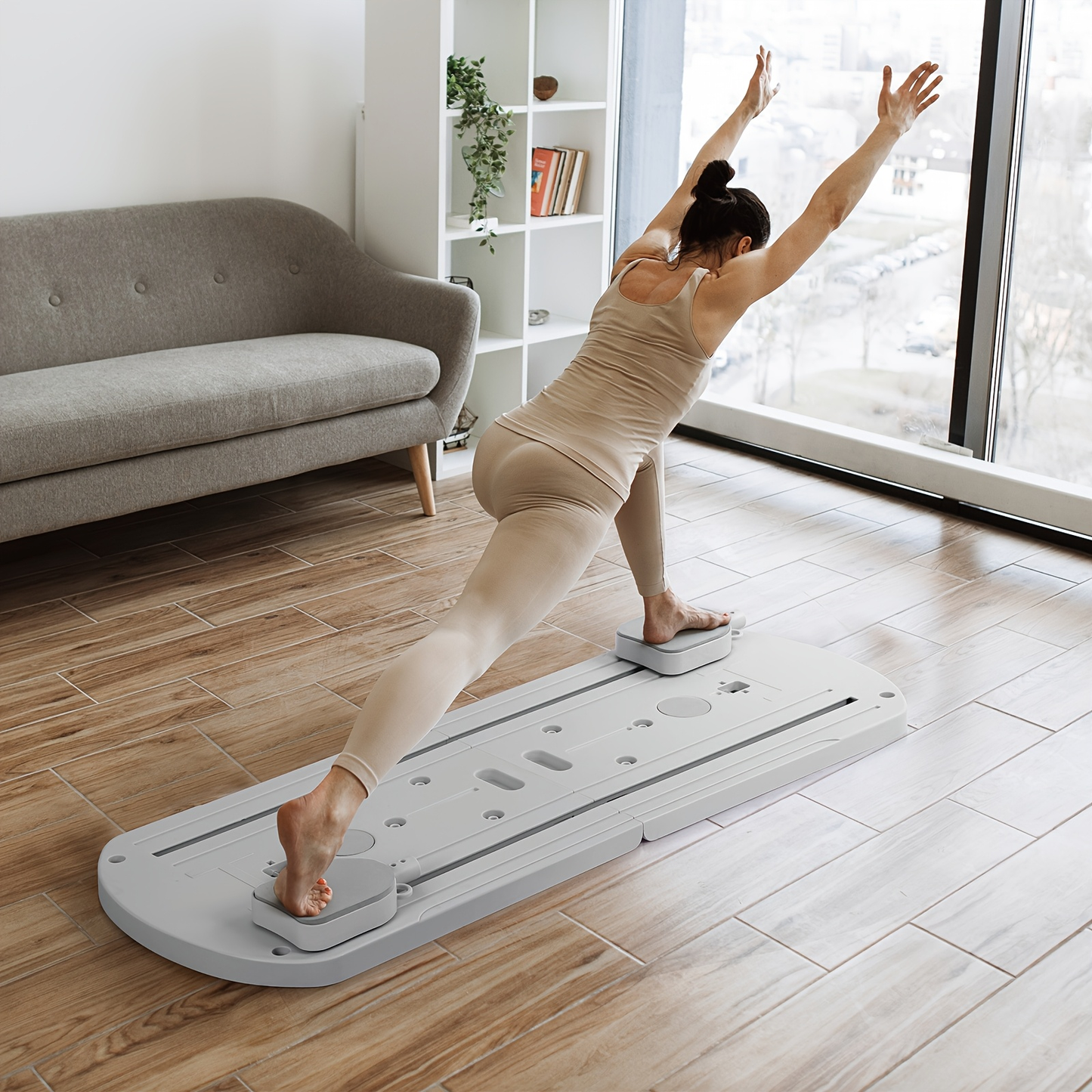 Home Pilates Training Board 8-in-1 – 350LB Capacity, PP Anti-Distortion, Foldable with Resistance Bands & Non-Slip Feet for Shoulders