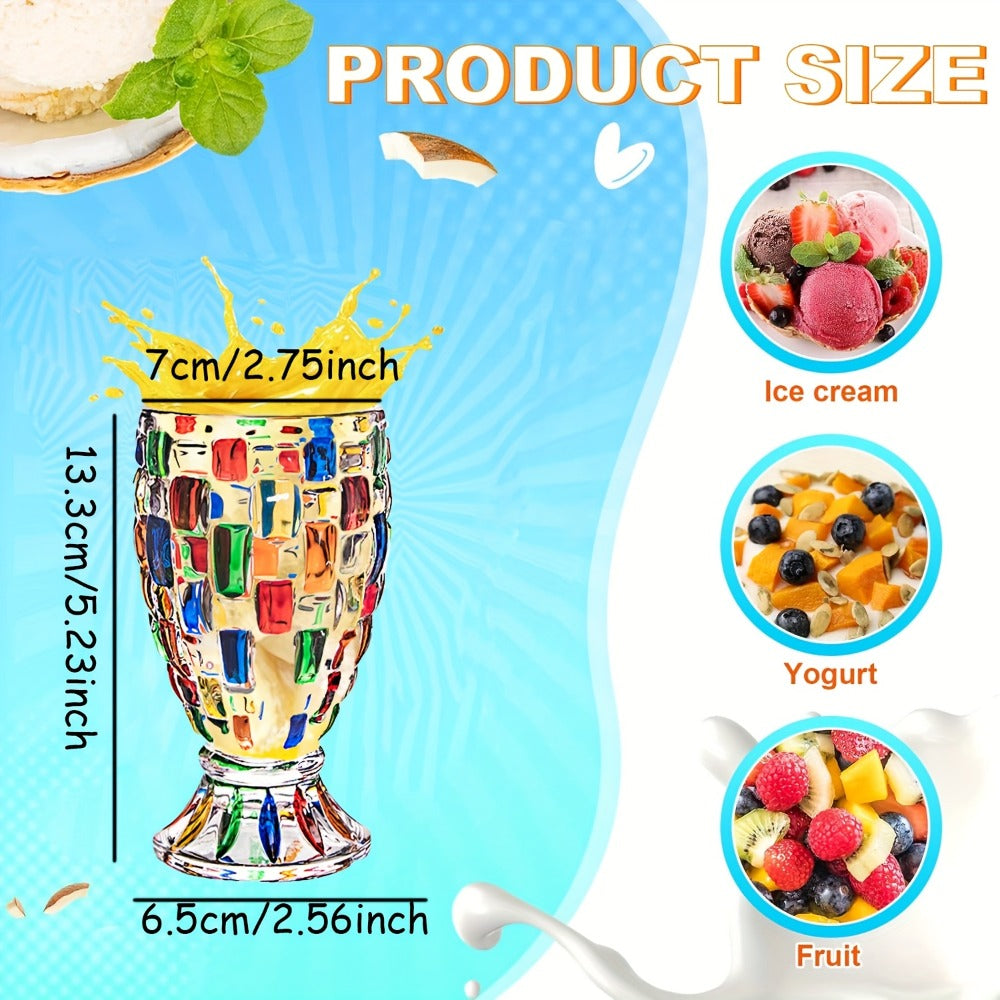 Footed Glass Drinkware Set, Color-Block Pattern Goblets in 4 or 8-Piece Options for Table and Party Service