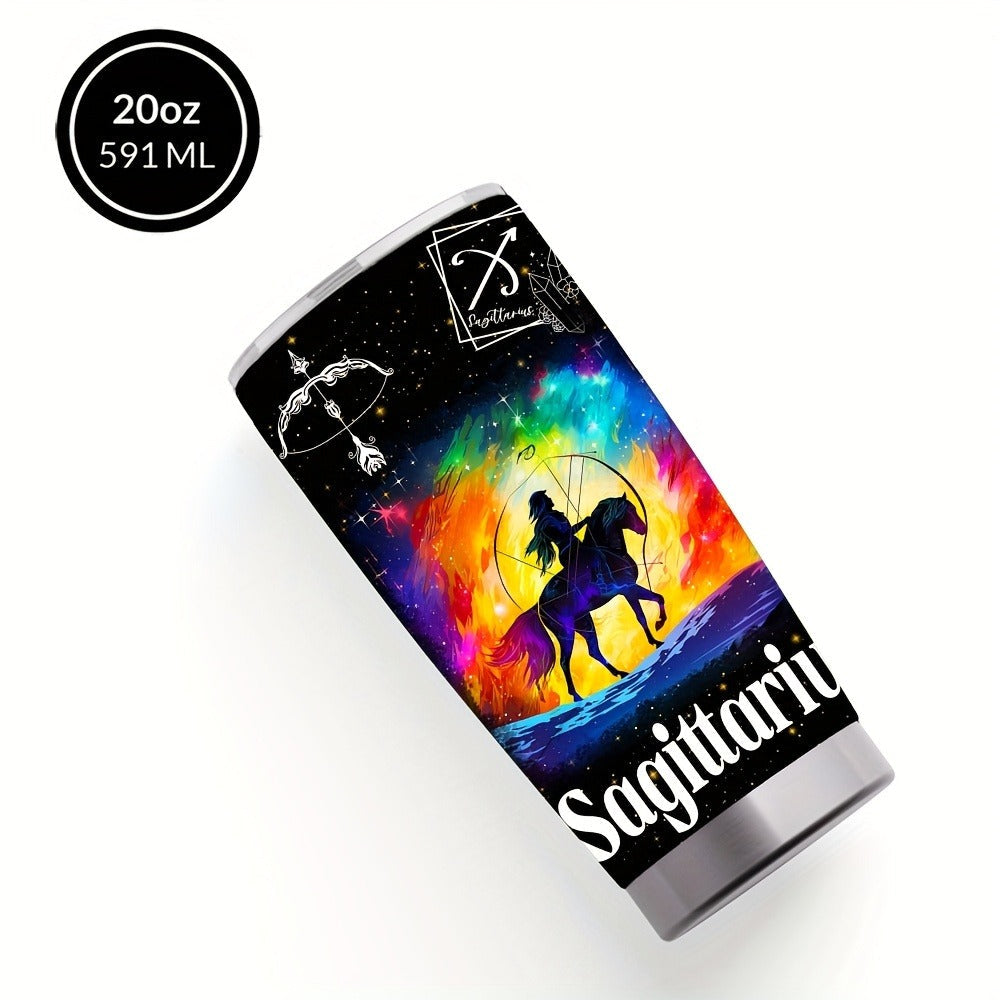 Insulated Tumbler 20oz Zodiac Sign 304 Stainless Steel with Lid, Straw and 12 Horoscope Options