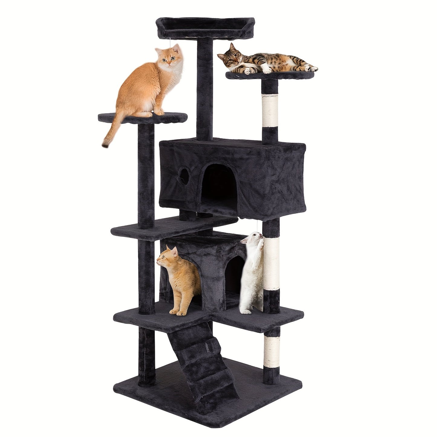 Cat Tree Tower Multi-Layer with Scratching Post, Perch Platforms & Cat Apartments – Tall Cat Climbing Frame for Indoor Cats