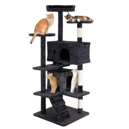 Cat Tree Tower Multi-Layer with Scratching Post, Perch Platforms & Cat Apartments – Tall Cat Climbing Frame for Indoor Cats