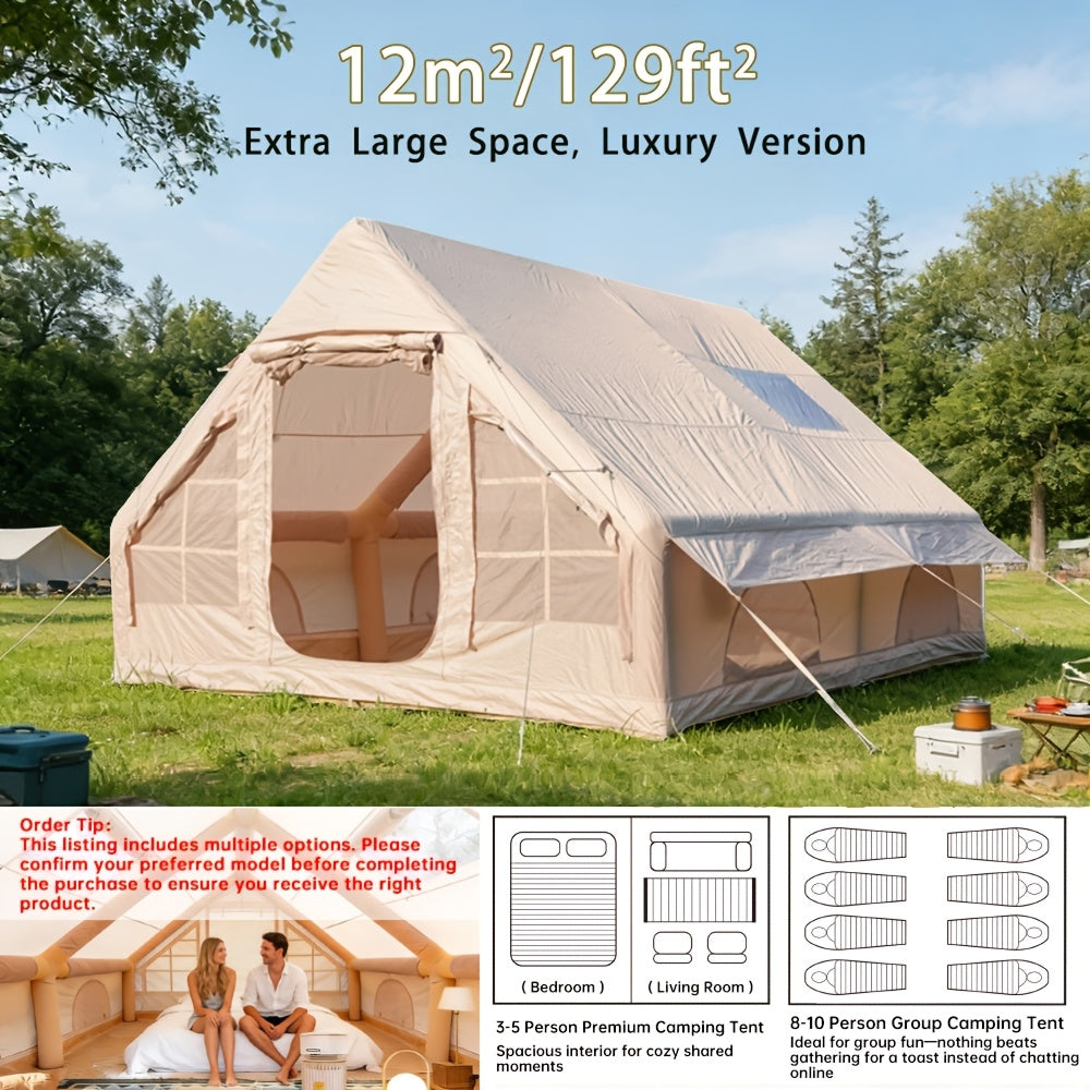Inflatable Camping Tent 4-8 Person Air Cabin Glamping UV Protection for Garden, Patio and Yard Use