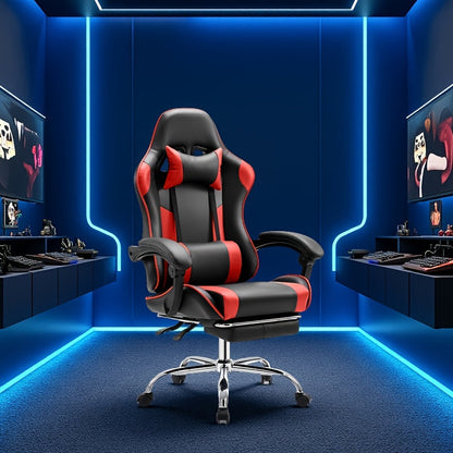 Ergonomic Gaming Chair with Rotating Armrest Lumbar Support & Headrest – Esports Racing Style Computer Office Chair with Footrest for Home