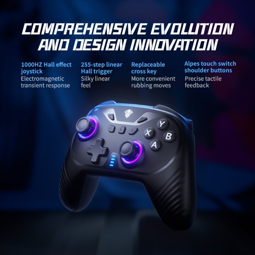 2.4G Wireless PC Game Controller in Five Colors with Hall-Effect Sticks, RGB Lighting and USB Receiver