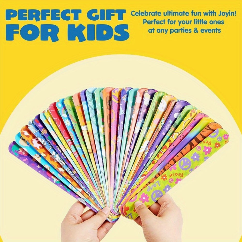 288 Pcs Slap Bracelets Party Favors Bulk Set, 36 Colorful Designs for Kids, Classroom Prizes, Goodie Bags
