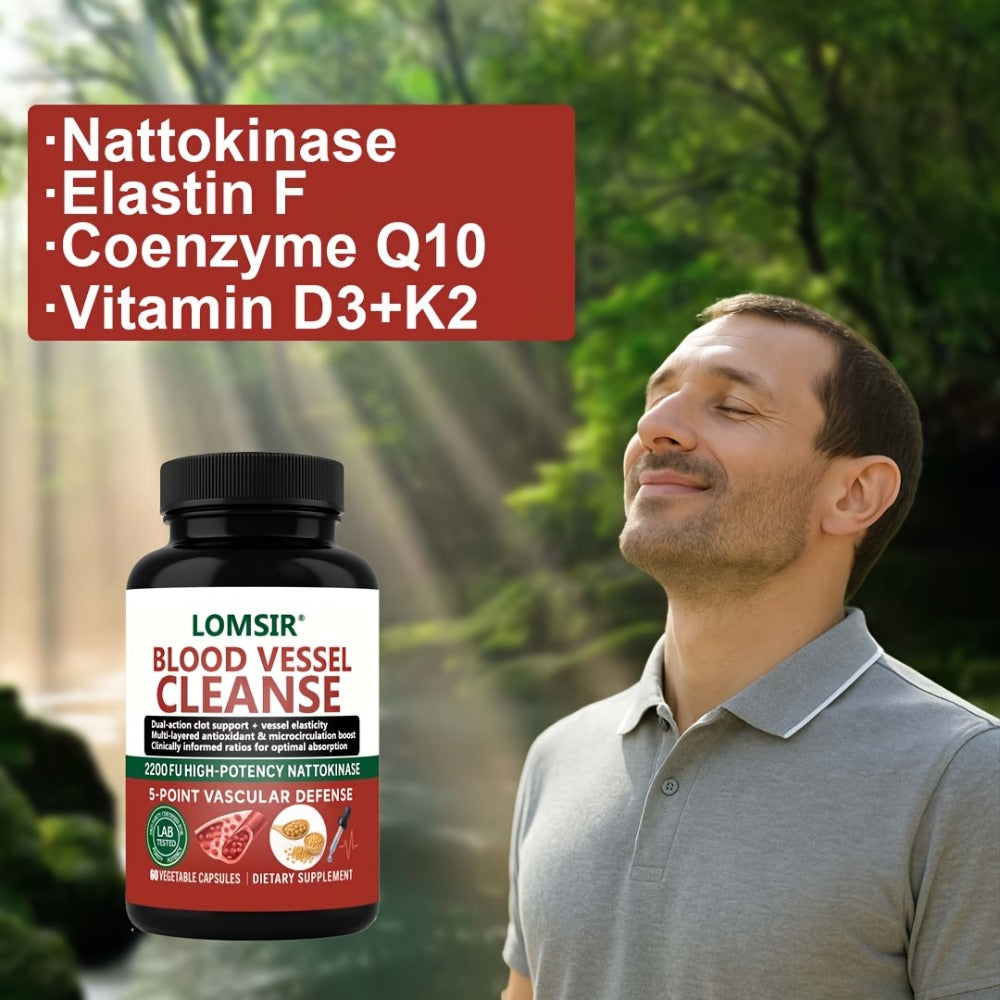 Blood Circulation Supplement Nattokinase with Gamma Oryzanol, Natural Enzyme Formula for Blood Vessel Cleanse
