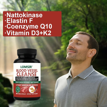 Blood Circulation Supplement Nattokinase with Gamma Oryzanol, Natural Enzyme Formula for Blood Vessel Cleanse