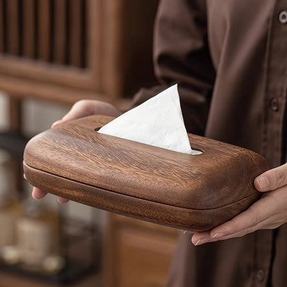 Walnut Tissue Box Cover Holder - Modern Minimalist Rectangular Decorative Napkin Dispenser with Premium Walnut Veneer Top