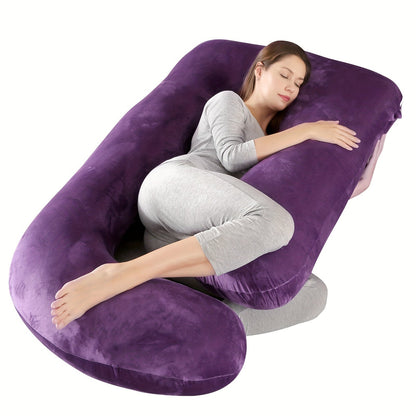 Pregnancy Pillow J-Shape 60 Inch Full Body Maternity Pillow with Velvet Cover for Entryways, Bedrooms and Living Spaces