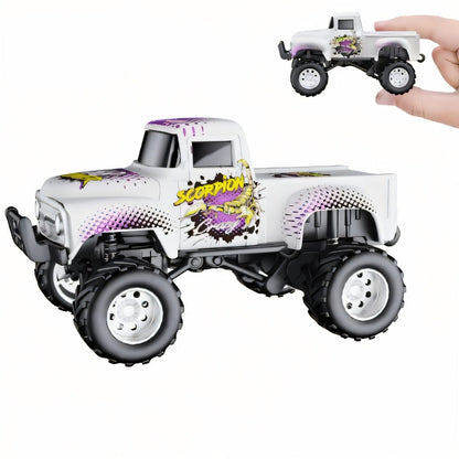 RC Monster Truck 1:64 Scale Alloy Shell with LED Lights, Multi-Control Modes, Adjustable Speed & Steering