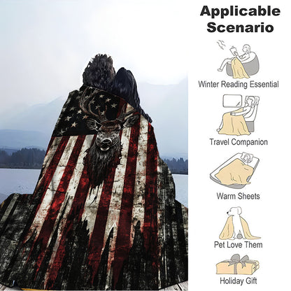 Deer Pattern Flannel Throw Blanket 200-250GSM, for Sofas, Beds and Everyday Home Comfort, with the Listed Configuration