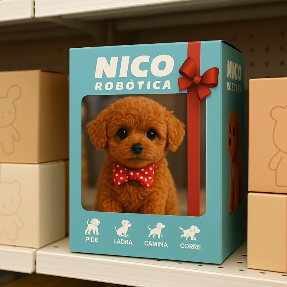 Electronic Plush Puppy Toy Walks Barks Wags Tail, Realistic Robotic Teddy Poodle Dog Stuffed Animal with Gift Box for Kids Toddlers