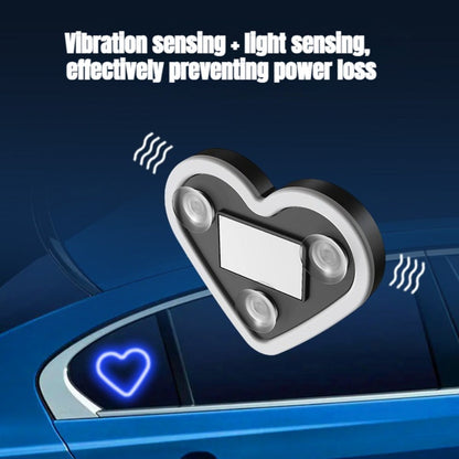 Car Interior Neon Heart Lights Solar USB Rechargeable 5 Lighting Modes Vibration-Sensing Auto On/Off Dashboard Decoration for Cars Trucks