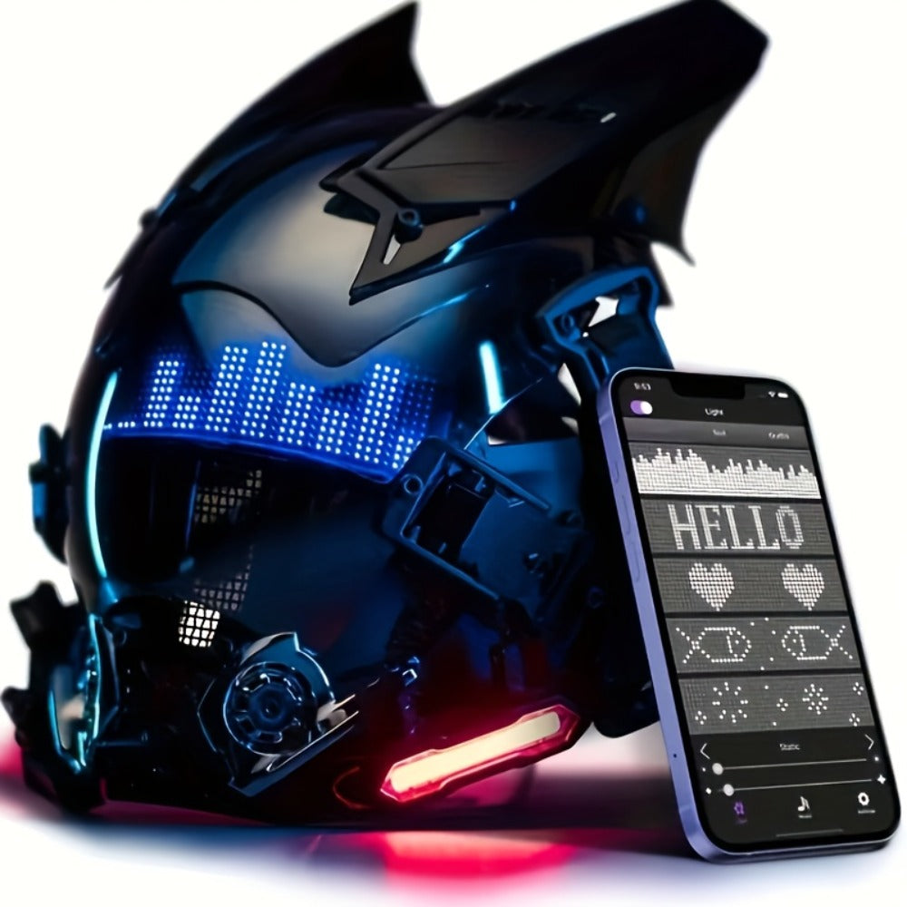 LED Wireless Cyberpunk Mask Light Up, Remote Control Sci-Fi Face Mask for Halloween, Bar Club Rave Party