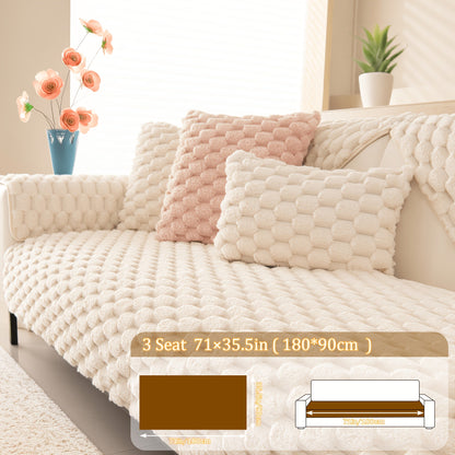 Sofa Cover 35.5-Inch Fuzzy Polyester Single-Piece Pad with Silicone-Dot Backing for 2 to 4 Seats